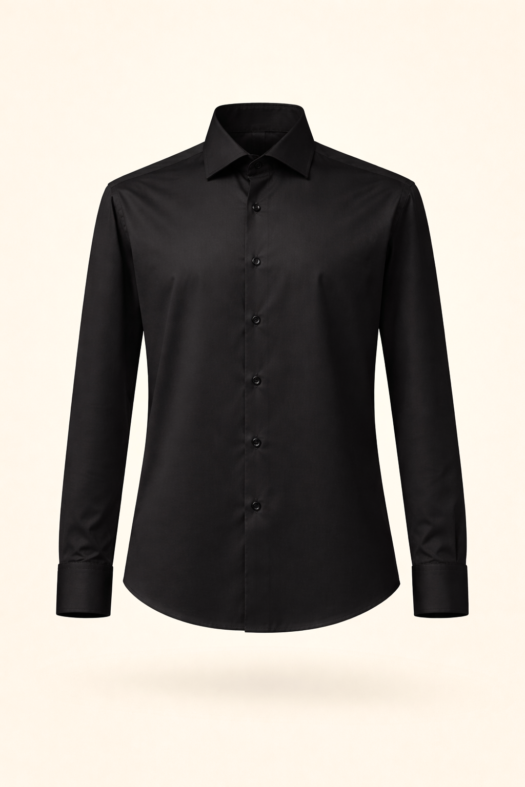 Black Cotton Satin Shirt
