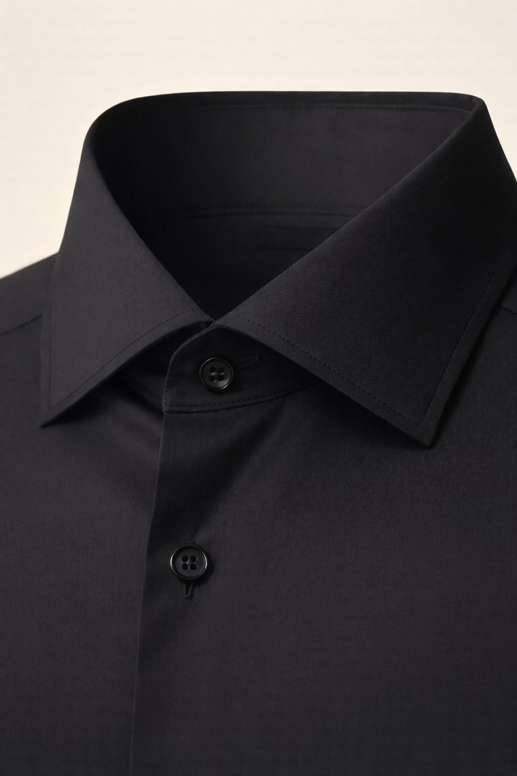 Black Cotton Satin Shirt