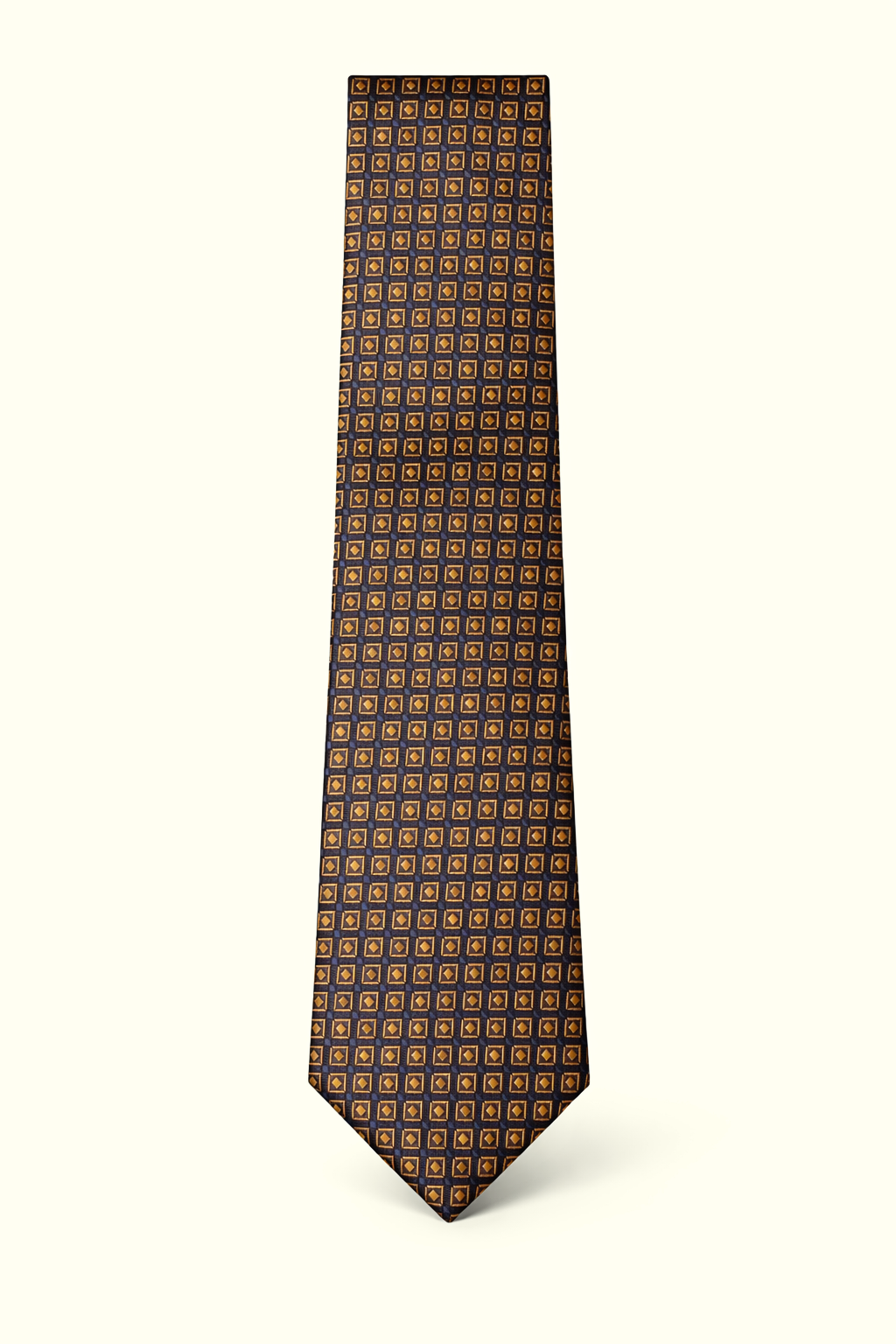 Navy Gold Geometric Silk Tie