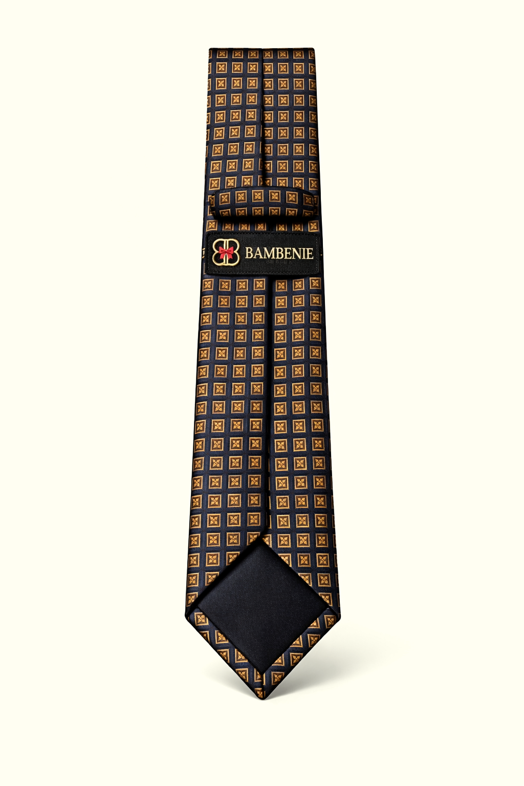 Navy Gold Geometric Silk Tie