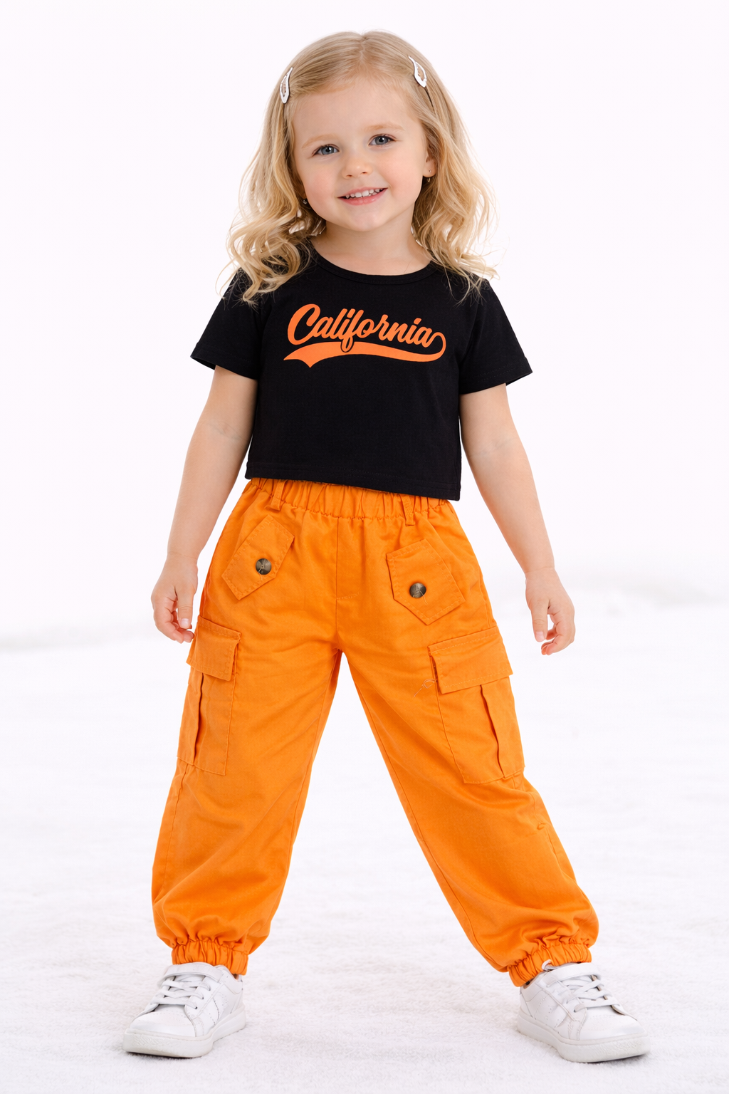 California Streetwear Co-Ord Set – Black Tee & Utility Cargo Pants