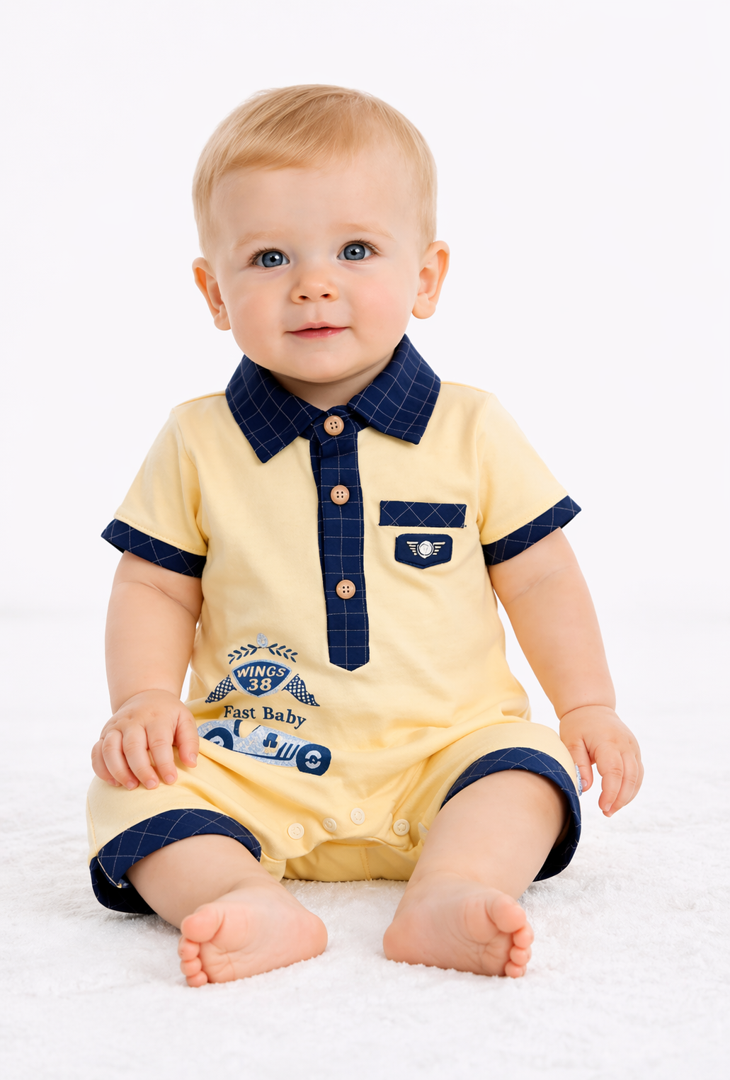 Classic Polo-Style Baby Romper
