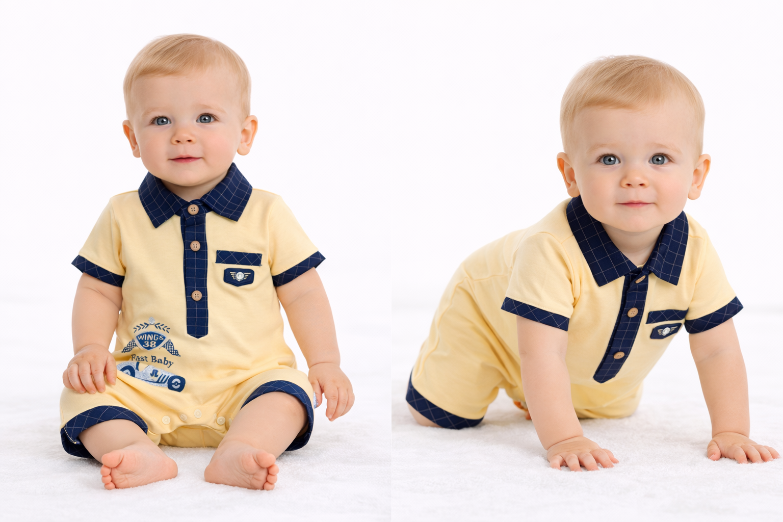 Classic Polo-Style Baby Romper