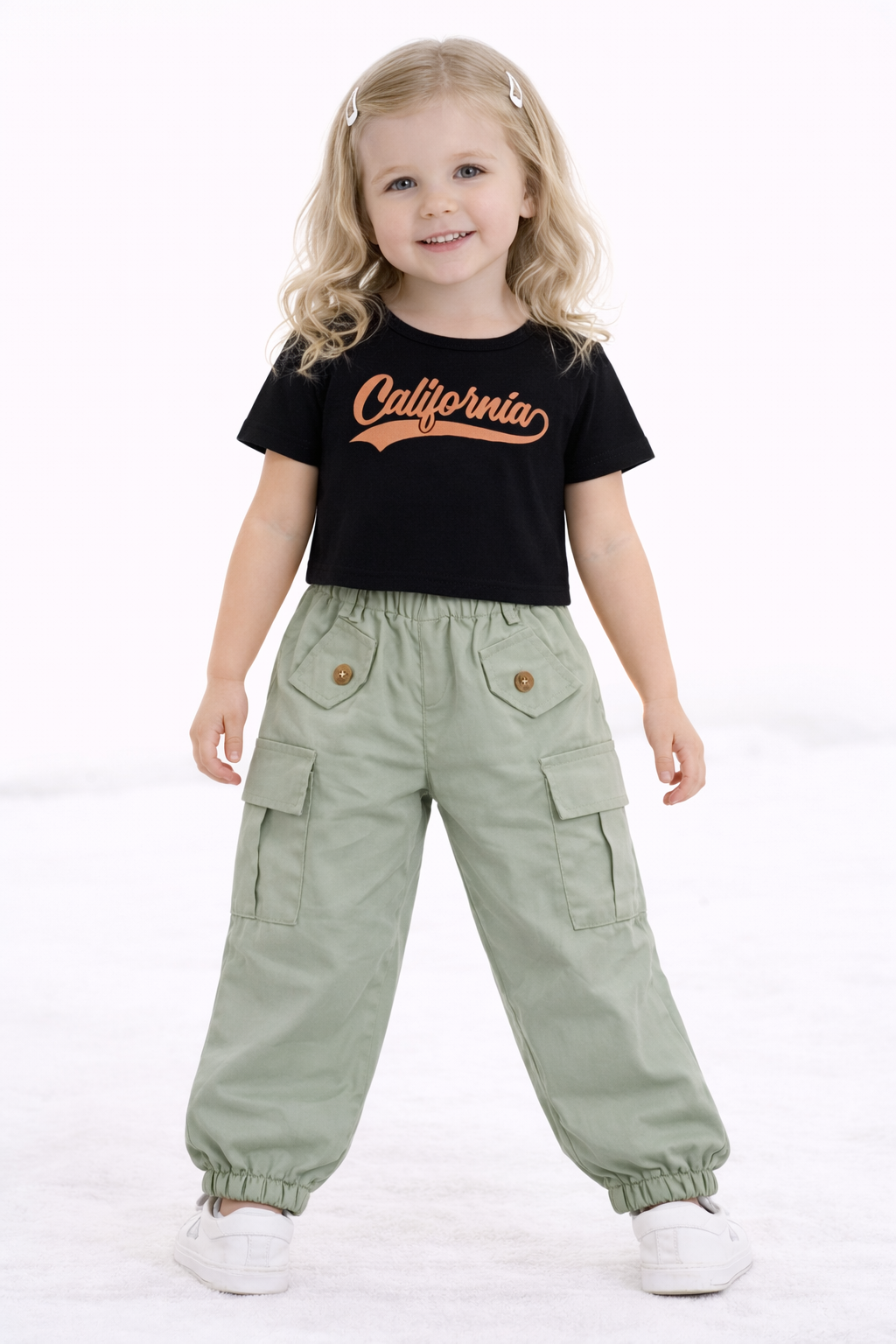 California Streetwear Co-Ord Set – Black Tee & Utility Cargo Pants