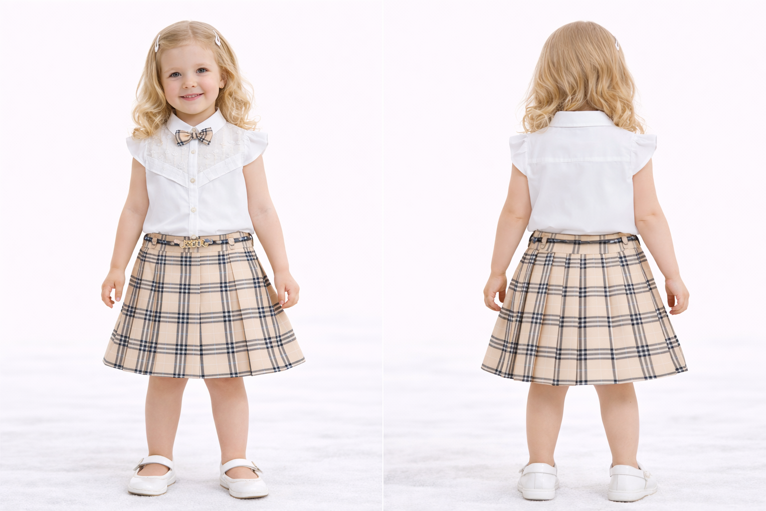 Girls Classic Check Skirt Set